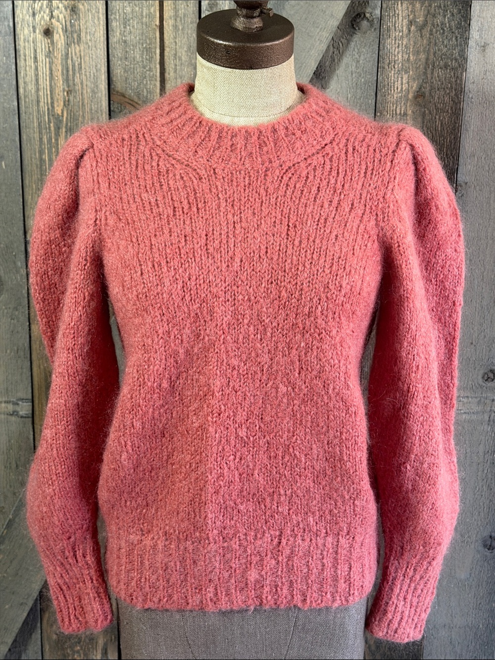 Isabel Marant Emma Mohair Puff Sleeve Sweater Coral Pink Made Italy Designer
